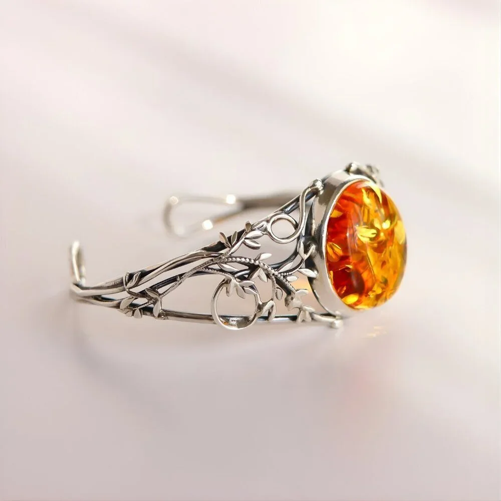 Baltic Amber Sterling Silver Bracelet - Picture 8 of 10